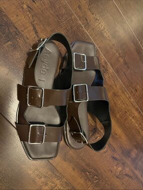 Aeyde Dark Brown Thekla Triple Buckle Sandals